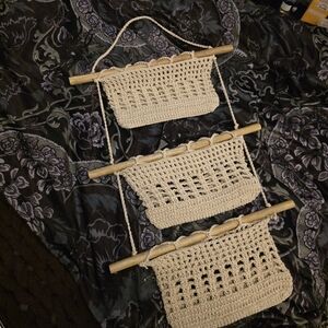 Crane Baby Crochet Wall Hanging Boho Nursery Decor Neutral Macrame Style